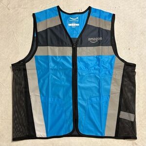 Amazon Blue Reflective High Vis Vest Delivery Employee Uniform Men’s XL
